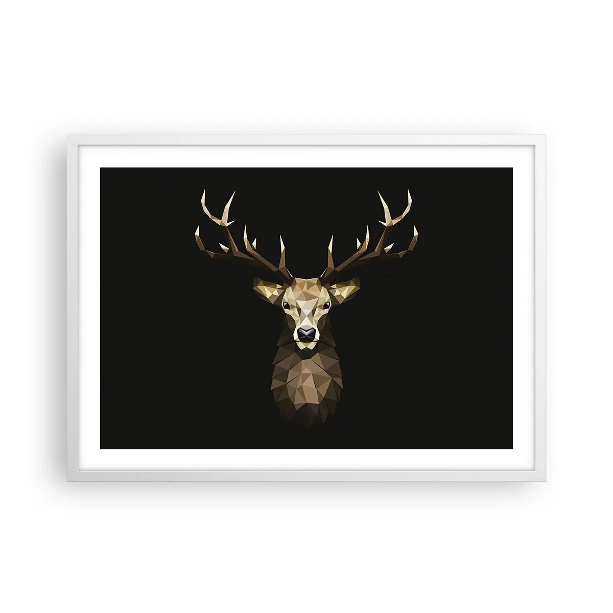 Affiche dans un cadre blanc - Poster - Cerf cubique - 70x50 cm