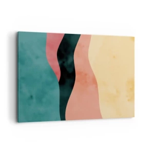 Impression sur toile - Image sur toile - Vagues abstraites aux couleurs pastel - 120x80cm - Conformité non-conforme - Décoration murale moderne pour le salon et la chambre ARTTOR