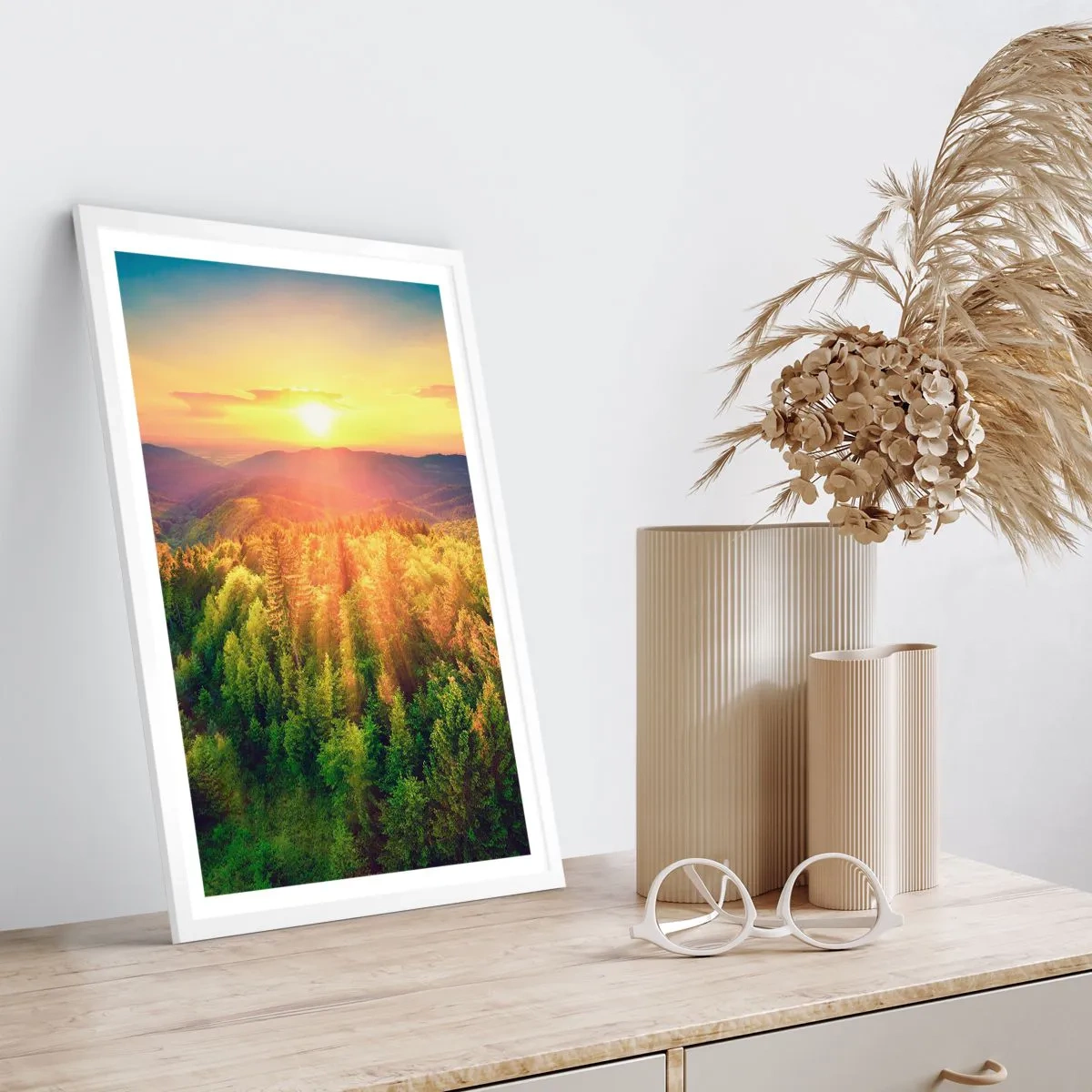 Affiche dans un cadre blanc - Poster - Monts et sommets - 30x40 cm