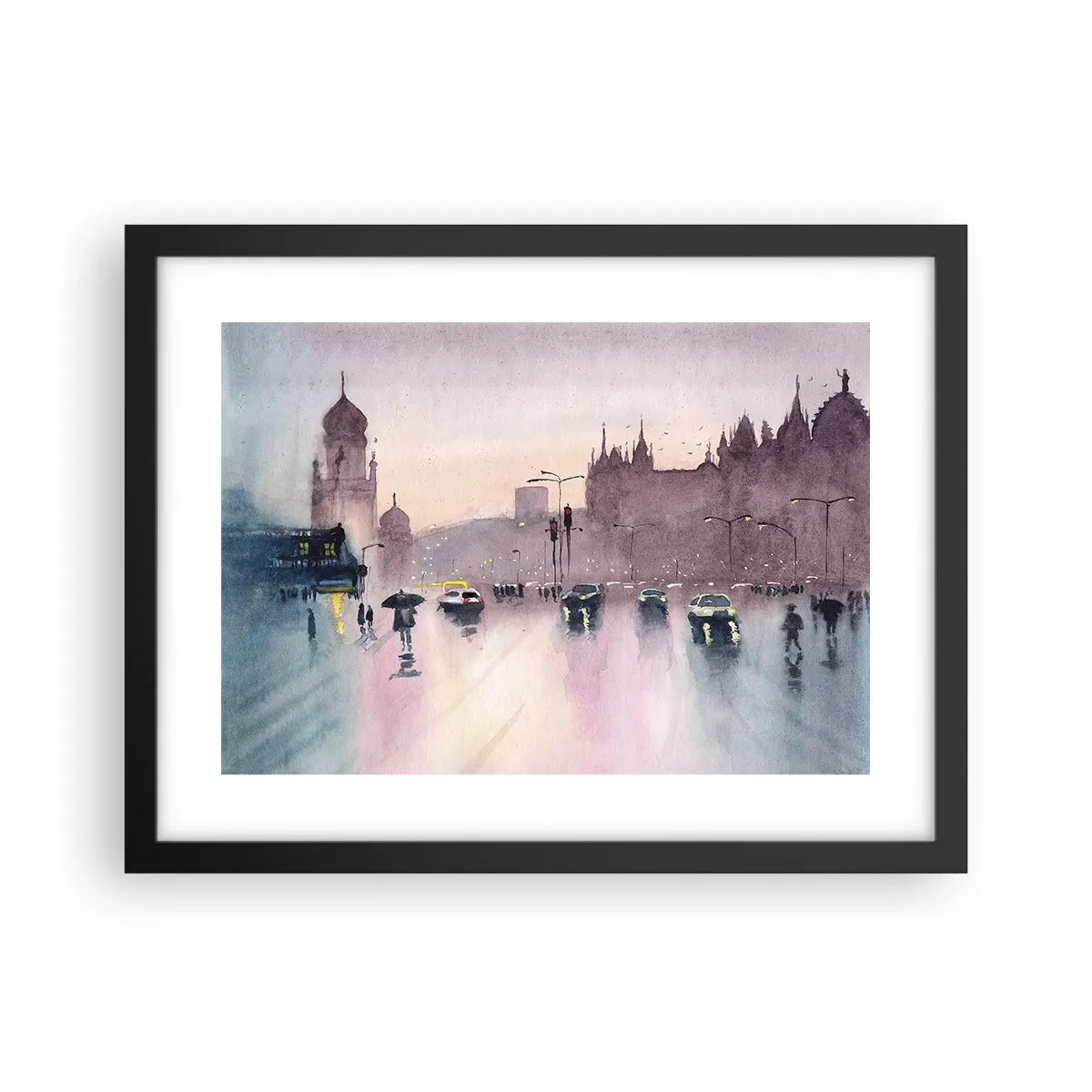 Affiche dans un cadre noir - Poster - Dans une brume pluvieuse - 40x30 cm