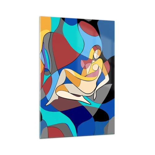 Impression sur verre - Image sur verre - Nu coloré dans le style cubiste - 70x100cm - Nu cubiste - Décoration murale moderne pour le salon et la chambre ARTTOR