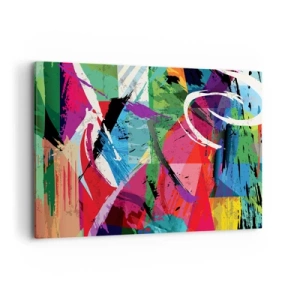 Impression sur toile - Image sur toile - Abstraction colorée avec des coups de pinceau dynamiques - 100x70cm - Rapide, vif et bondissant - Décoration murale moderne pour le salon et la chambre ARTTOR