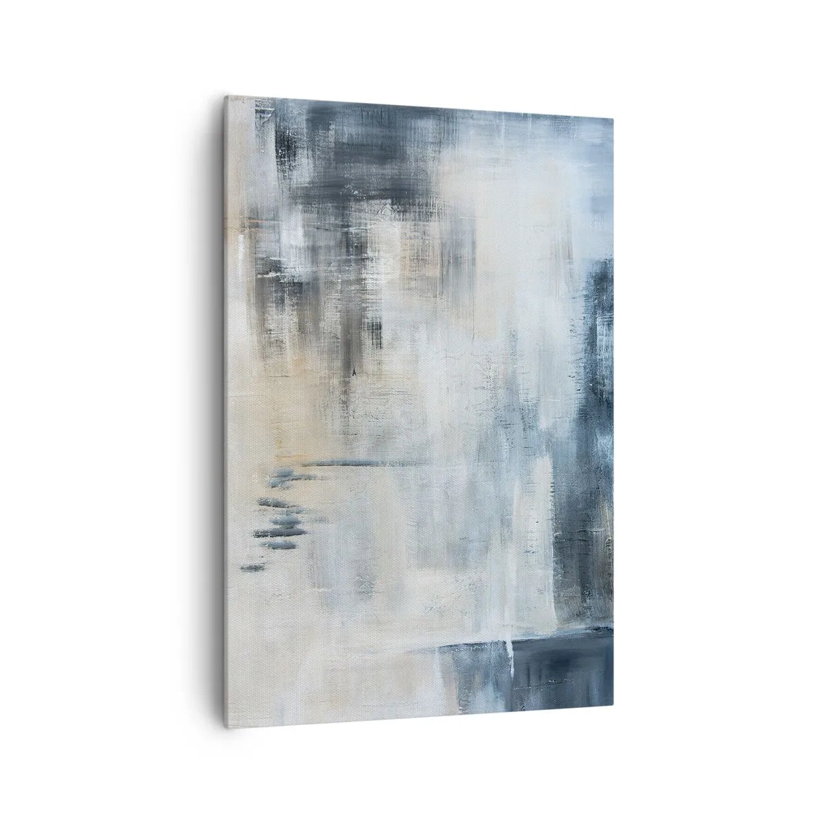 Impression sur toile - Image sur toile - Composition abstraite dans les tons de bleu et de gris - 70x100cm - Derrière le rideau bleu - Décoration murale moderne pour le salon et la chambre ARTTOR