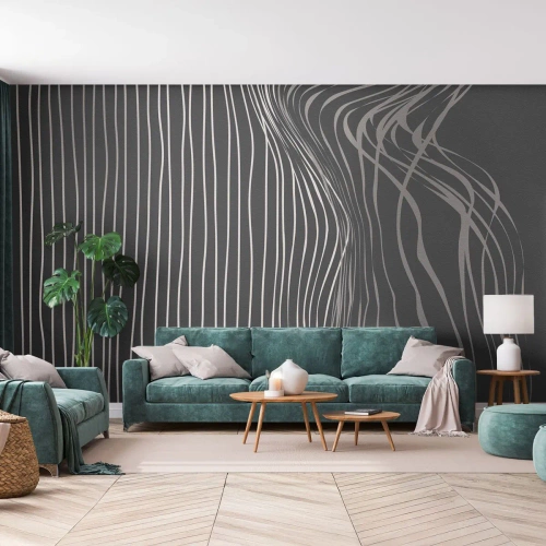 Papier Peint Autocollant Deluxe Sticker - Rythme et accent - Abstraction, Morceau, Noir et blanc - 400x280 cm