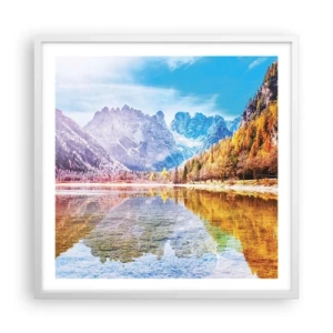 Affiche dans un cadre blanc - Poster - C'est déjà le printemps à la montagne - 60x60 cm
