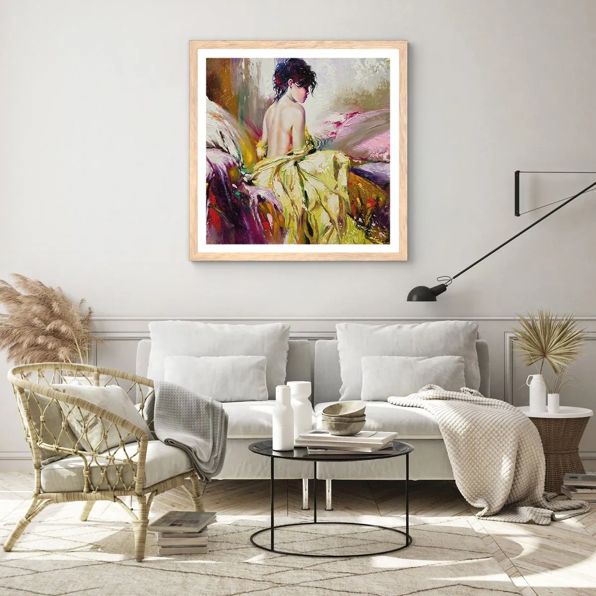 Affiche dans un chêne clair - Poster - Entre les lèvres et le bord de la tasse - 30x30 cm