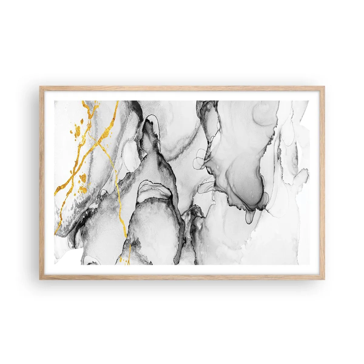 Affiche dans un chêne clair - Poster - Composition à motif or - 91x61 cm