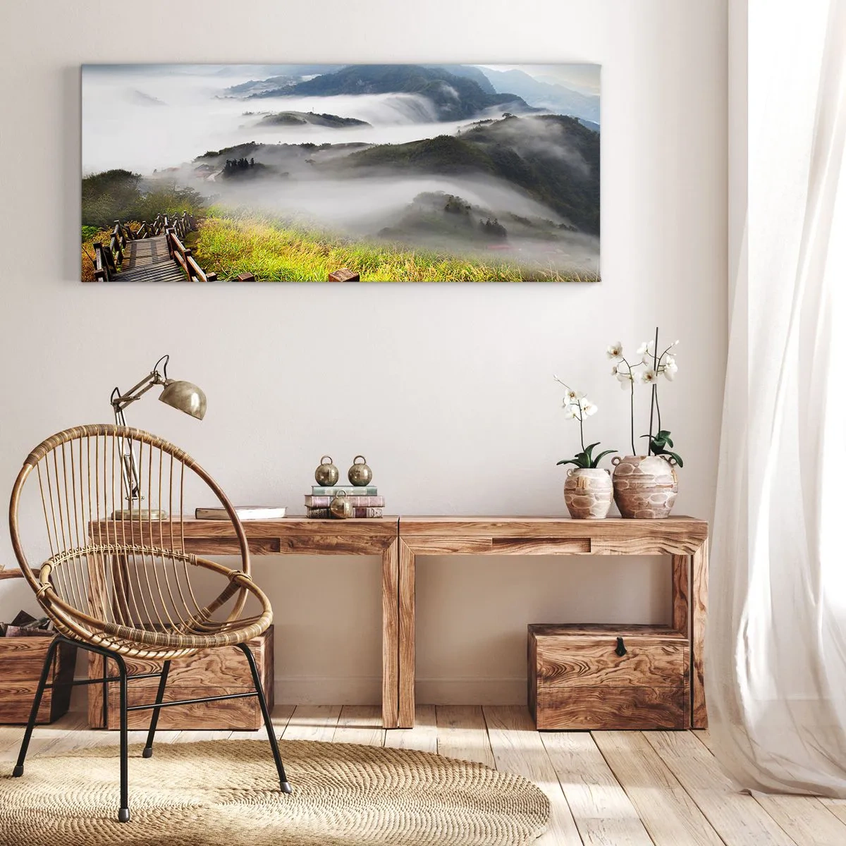 Impression sur toile - Image sur toile - Tissé d'éblouissement et de brouillard - 100x40 cm