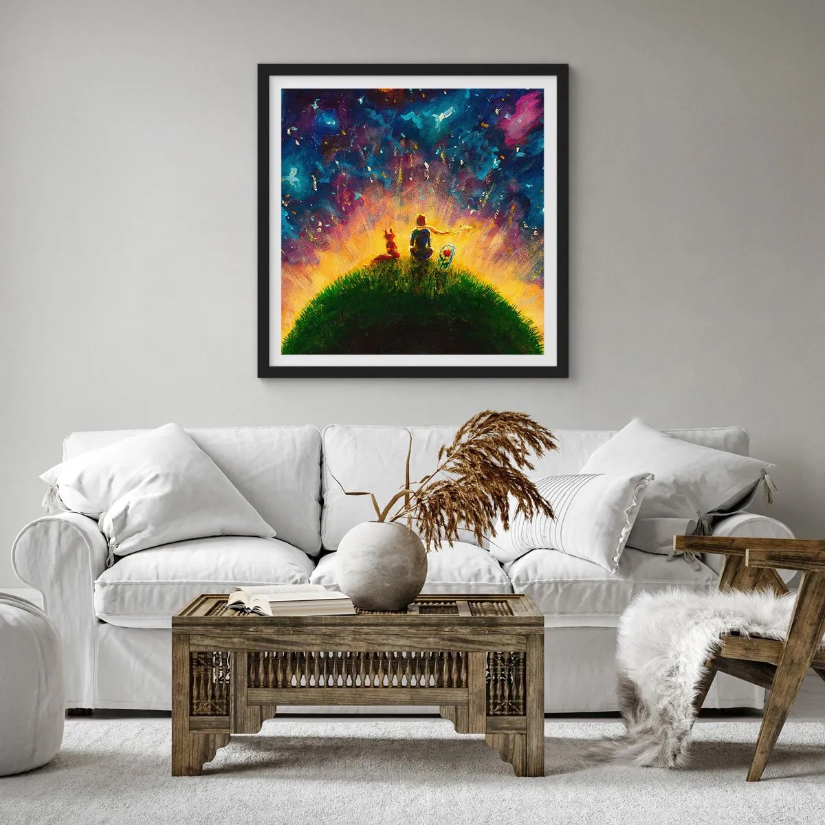 Affiche dans un cadre noir - Poster - Amour et amitié - le monde entier - 30x30 cm