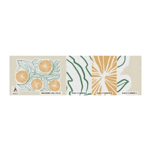 Échantillon De Papier Peint Standard Eco - Ethnique avec une pointe d'abstraction - Bohème, Citron, Minimalisme - 100x30 cm