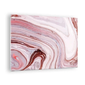 Impression sur verre - Image sur verre - Motif marbré dans les tons de rose et de marron - 70x50cm - Tout droit, puis tout en bas - Décoration murale moderne pour le salon et la chambre ARTTOR