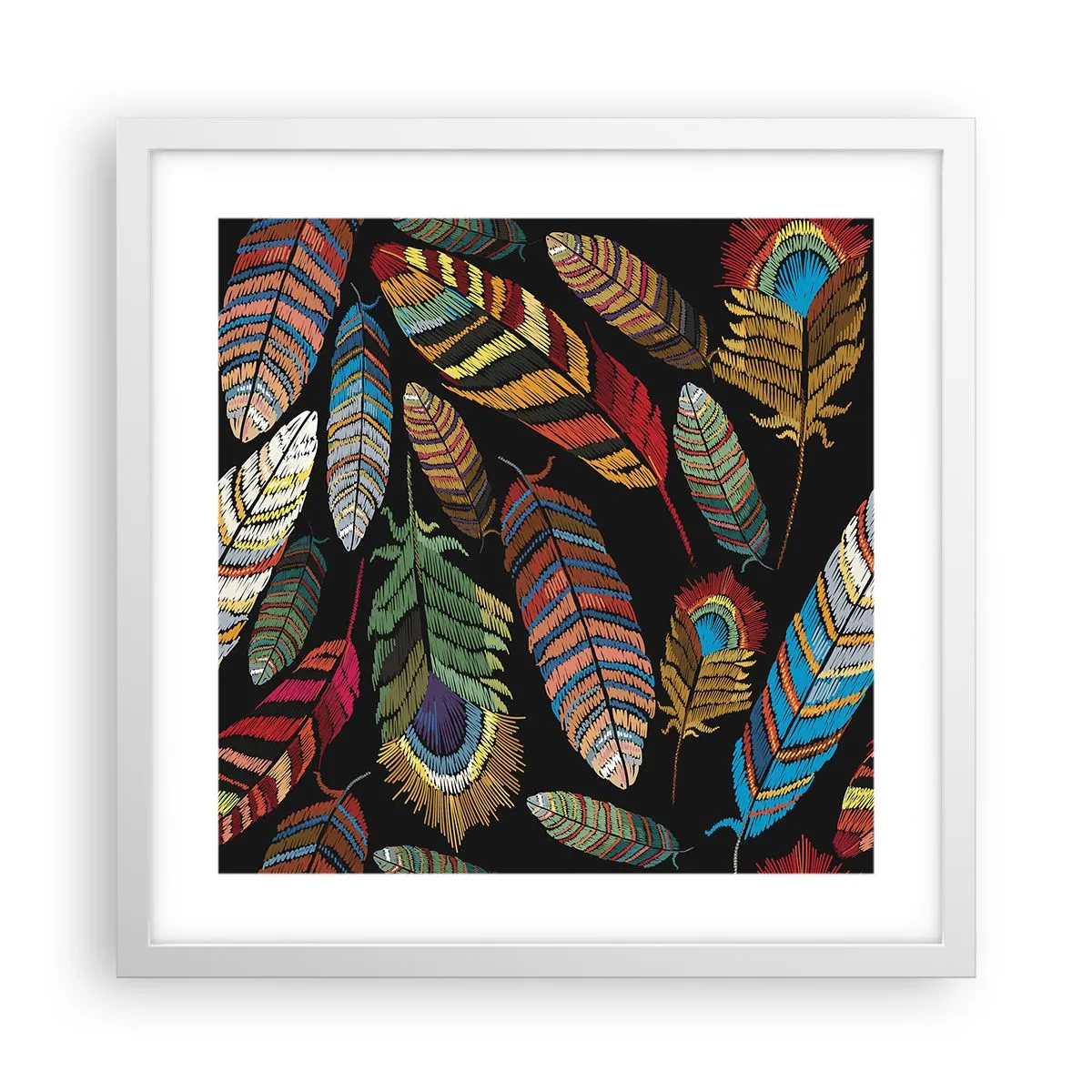 Affiche dans un cadre blanc - Poster - Le carnaval des oiseaux - 40x40 cm