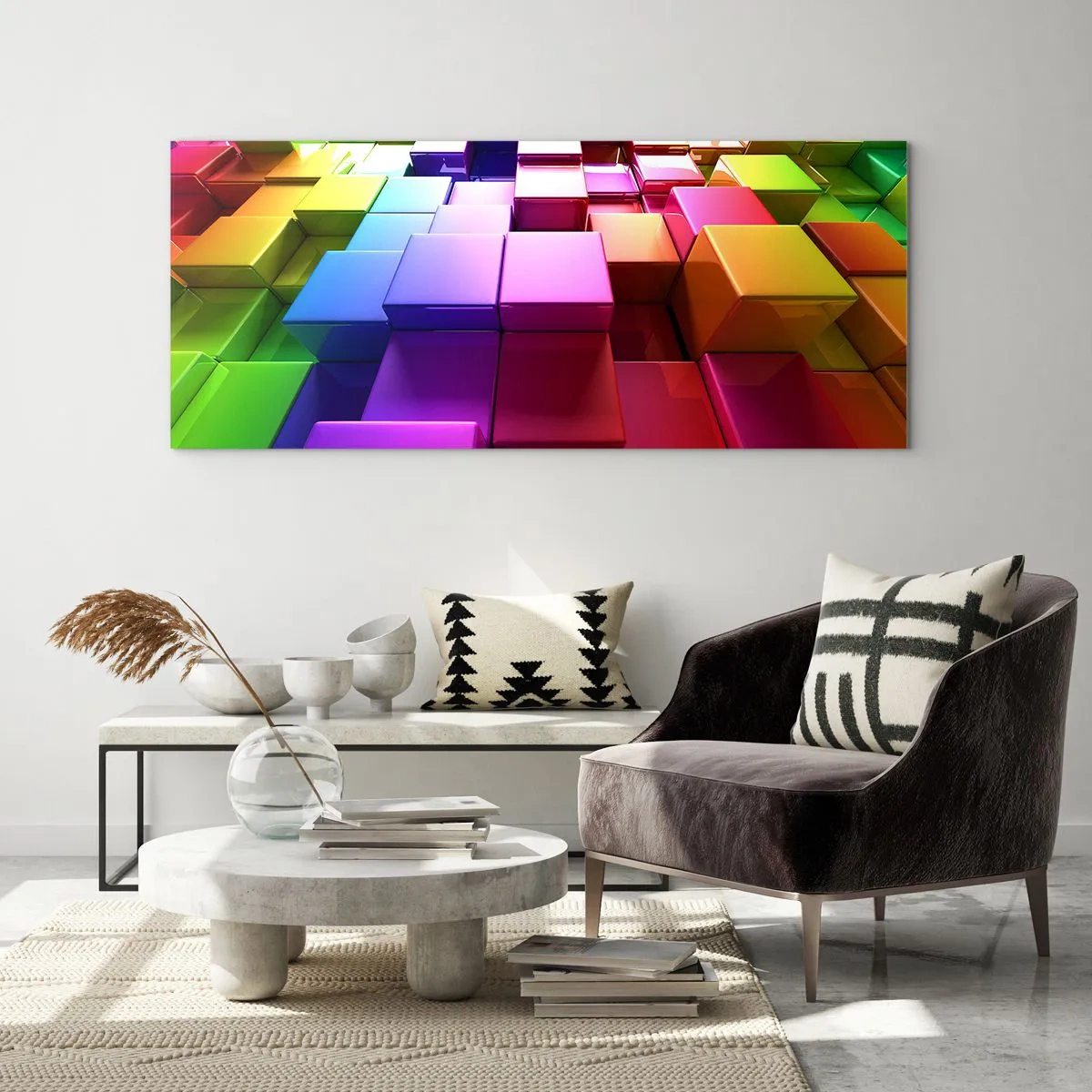 Impression sur verre - Image sur verre - Collaboration Op art dans une équipe - 90x30 cm