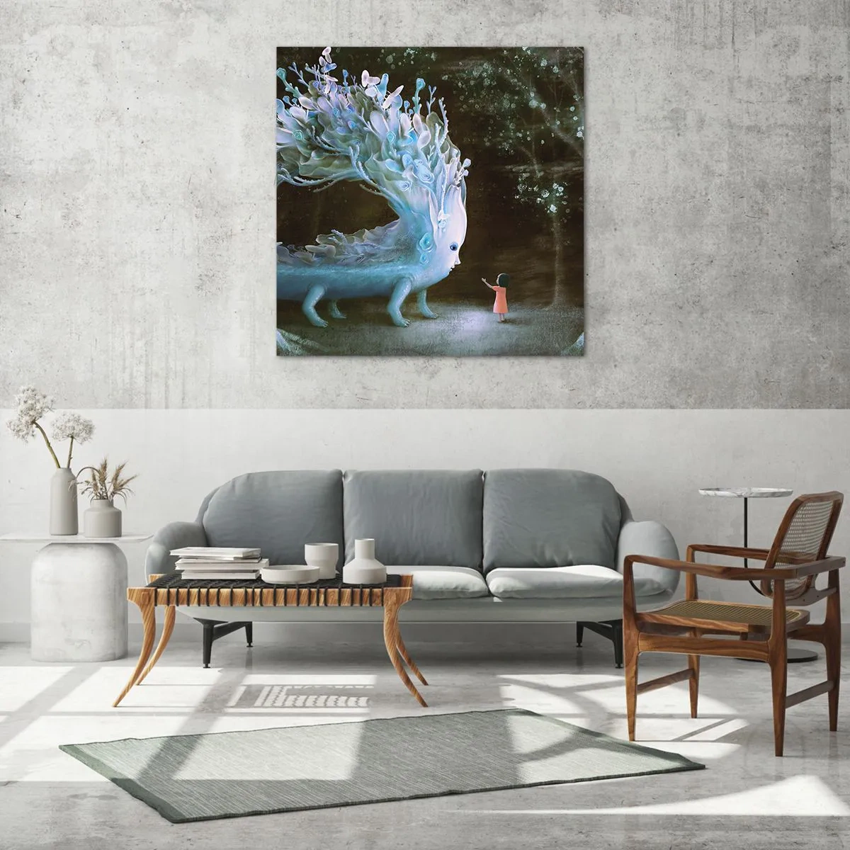 Impression sur verre - Image sur verre - Une rencontre fantastique - 30x30 cm