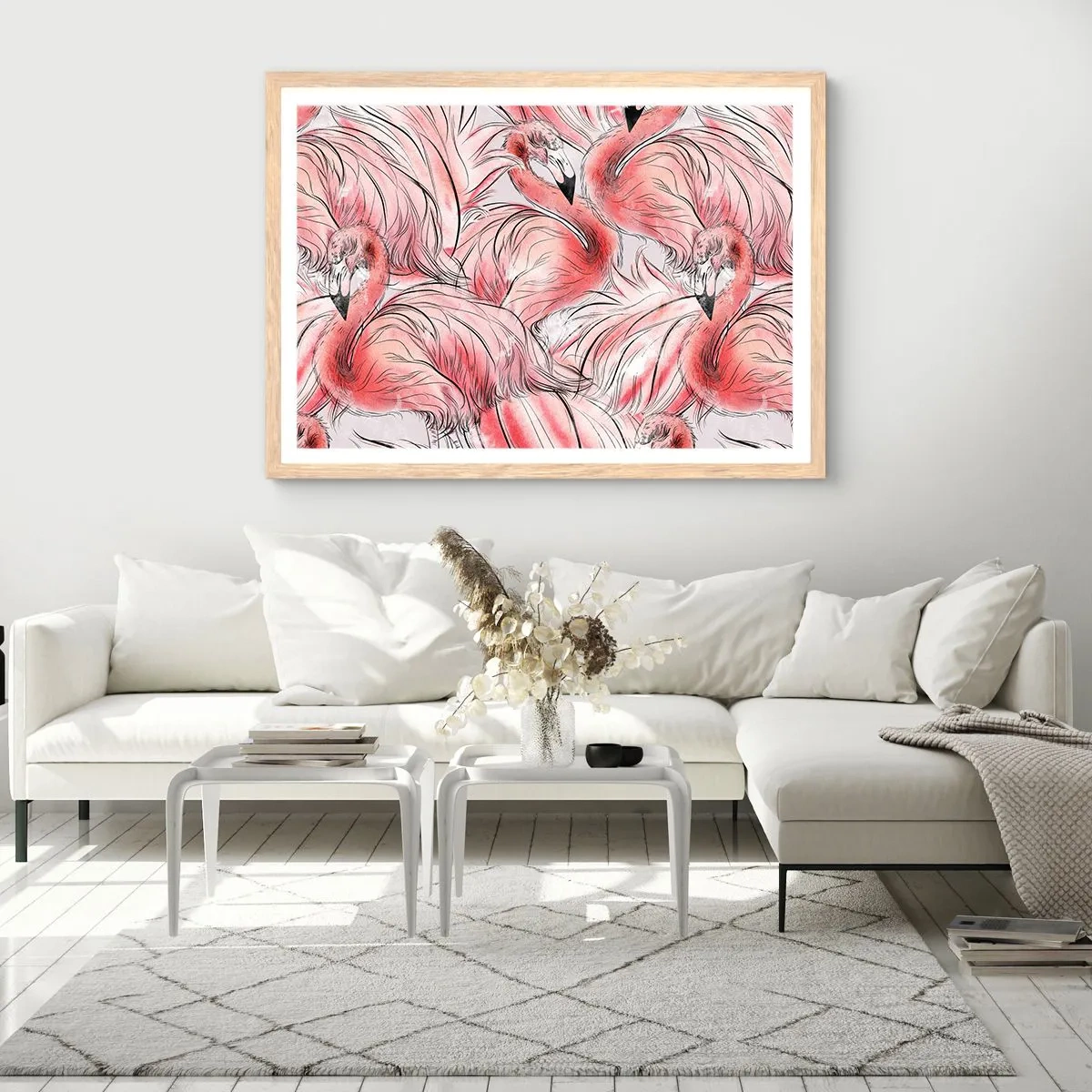 Affiche dans un chêne clair - Poster - Oiseau corps de ballet - 50x40 cm