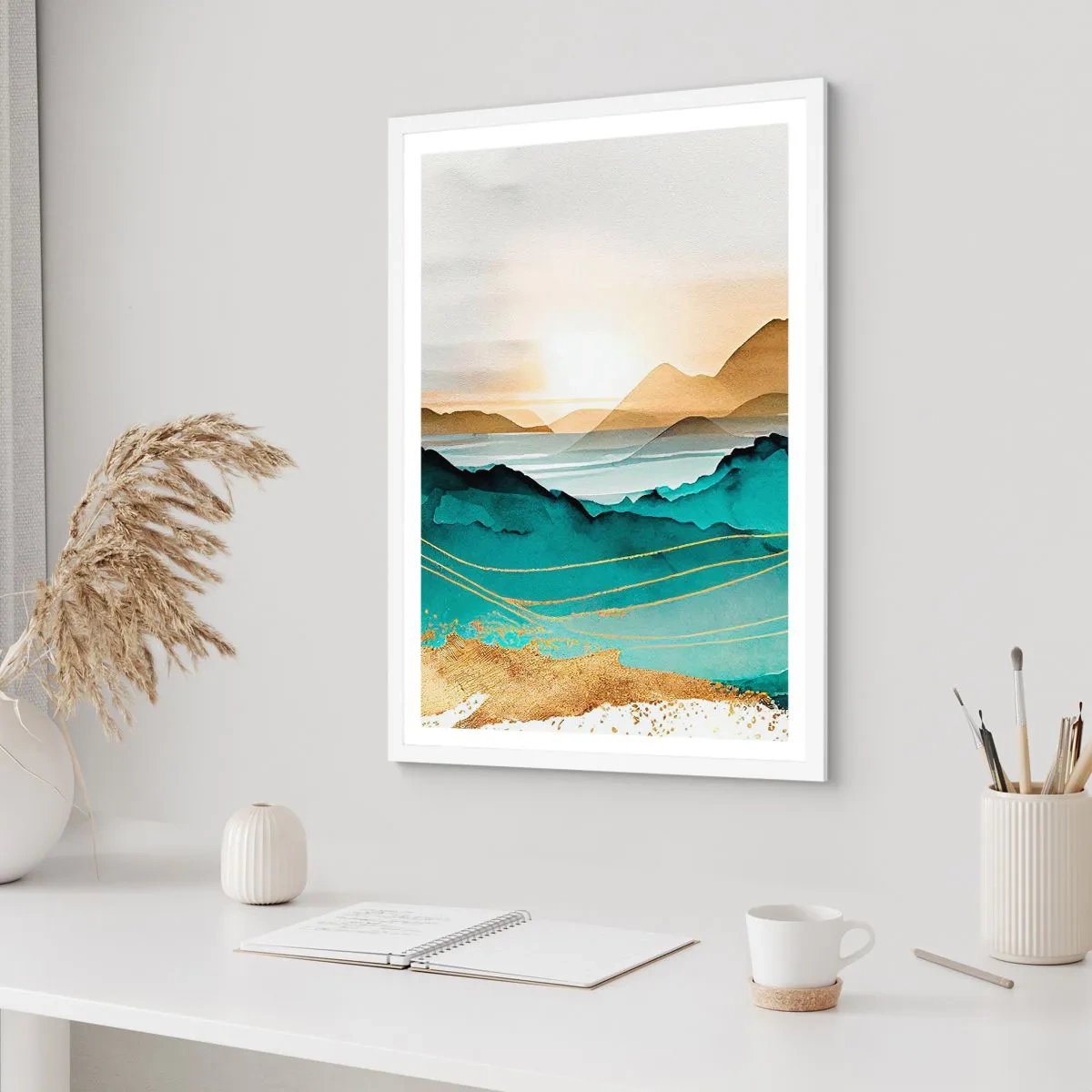 Affiche dans un cadre blanc - Poster - Au frontière de l’abstraction – paysage - 50x70 cm