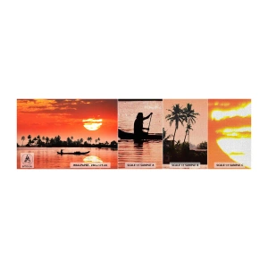 Échantillon de Papier Peint Premium Canvas - La tranquillité des tropiques au coucher du soleil - Paysage, Inde, Coucher de soleil - 100x30 cm
