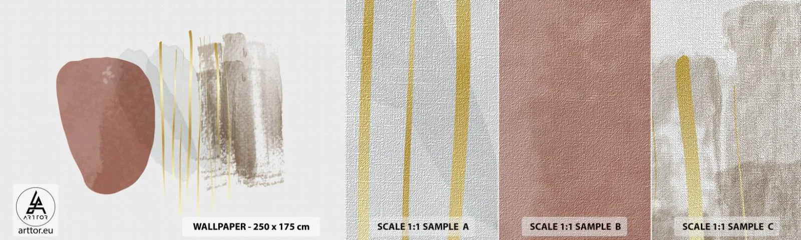 Échantillon de Papier Peint Premium Canvas - Colonnade abstraite - Abstraction, Morceau, Modèle moderne - 100x30 cm