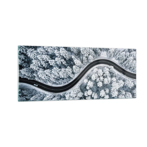 Impression sur verre - Image sur verre - À travers une forêt d'hiver - 100x40 cm