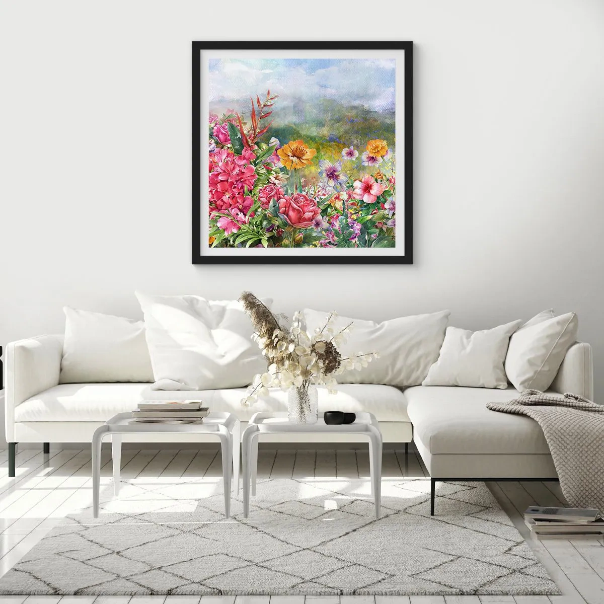 Affiche dans un cadre noir - Poster - Un jardin devenu fou - 30x30 cm