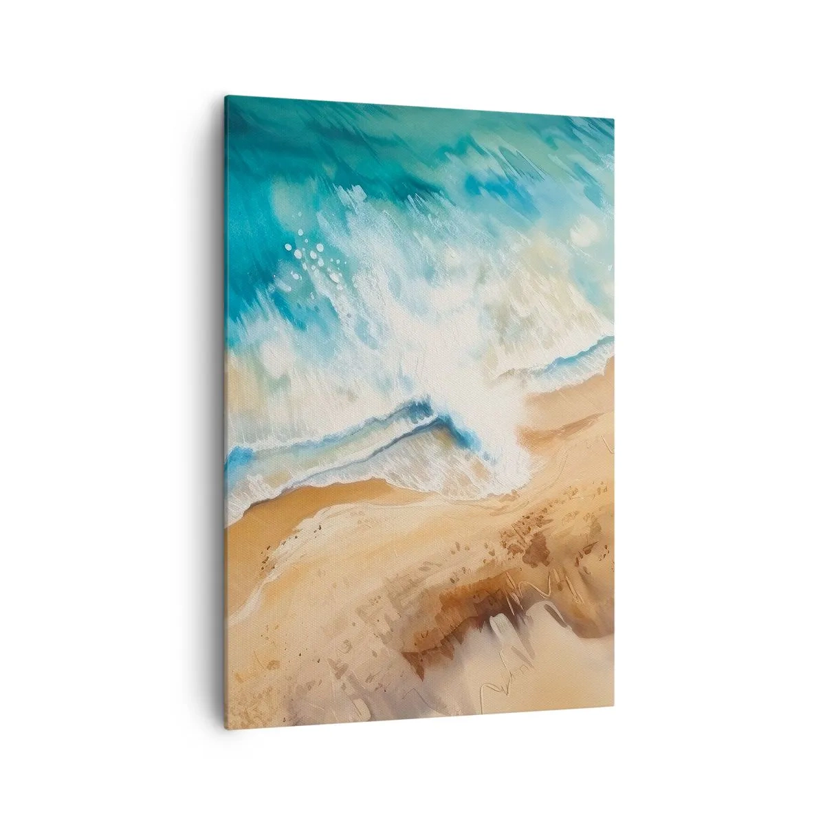 Impression sur toile - Image sur toile - Une vague de mer s'écrasant contre le rivage sablonneux - 70x100cm - La vague qui revient - Décoration murale moderne pour le salon et la chambre ARTTOR