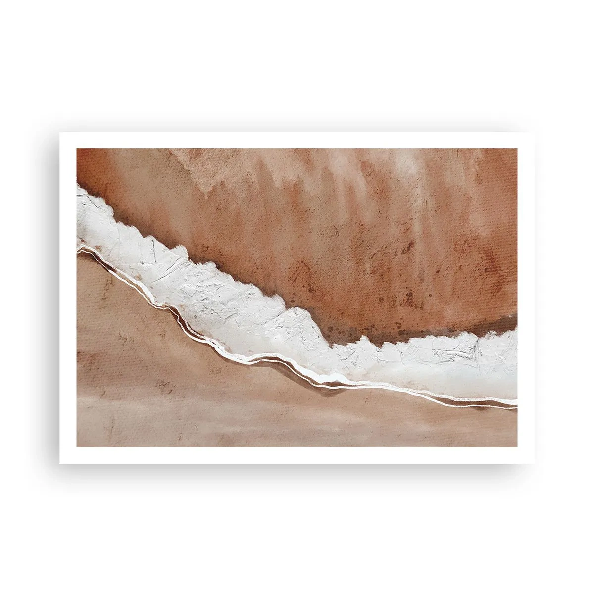 Affiche - Poster - Texture de sable avec des accents blancs - 100x70cm - Dans des couleurs de la terre - Décoration murale moderne pour le salon et la chambre ARTTOR