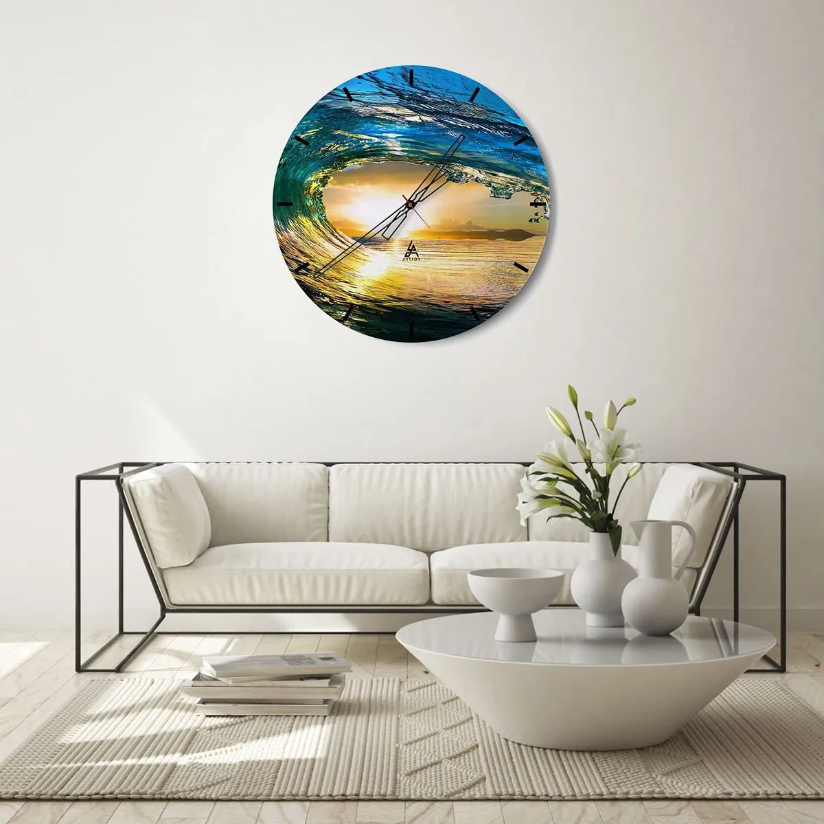 Horloge murale - Pendule murale - Dans un éclat émeraude-or - 30x30 cm