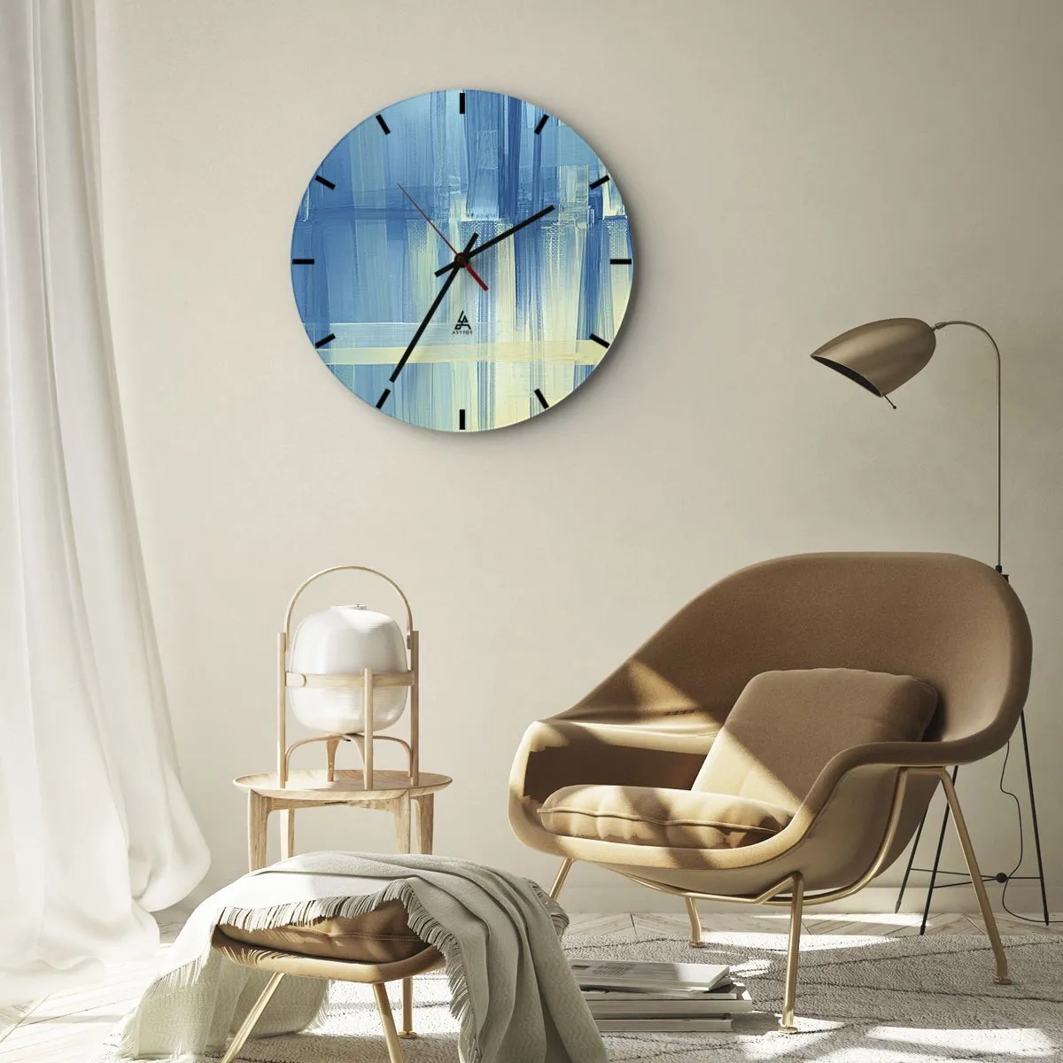 Horloge murale - Pendule murale - Composition en turquoise - 40x40 cm