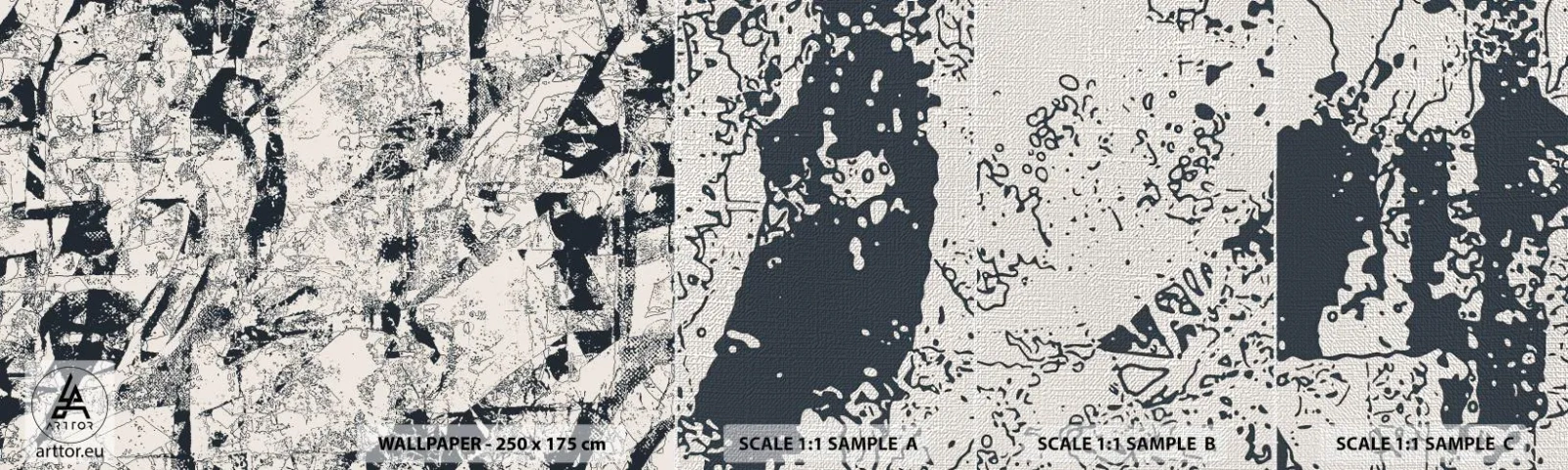 Échantillon de Papier Peint Premium Canvas - Interpénétration des contraires - Abstraction, Morceau, Collage - 100x30 cm