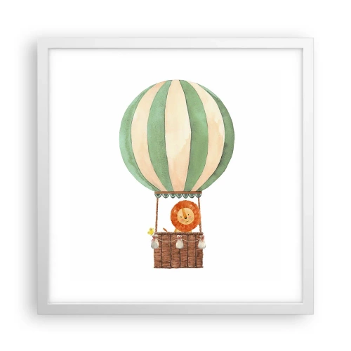 Affiche dans un cadre blanc - Poster - Les voyages de Léon - 40x40 cm