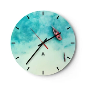 Horloge murale - Pendule murale - Bateaux sur l'eau turquoise - 30x30cm - Car sur les plages de Zanzibar, quand il y a un débordement d'eau... - Décoration murale moderne pour le salon, la cuisine et la chambre ARTTOR