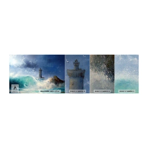 Échantillon de Papier Peint Premium Sand - En garde contre les éléments - Paysage, Phare, Tempête - 100x30 cm