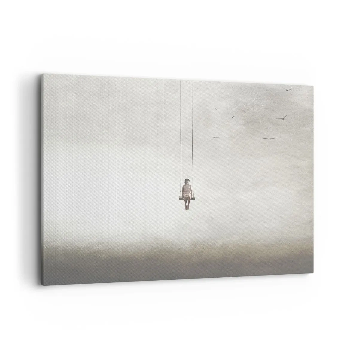 Impression sur toile - Image sur toile - Une figure sur une balançoire suspendue dans l'espace - 100x70cm - Enfant en nous - Décoration murale moderne pour le salon et la chambre ARTTOR