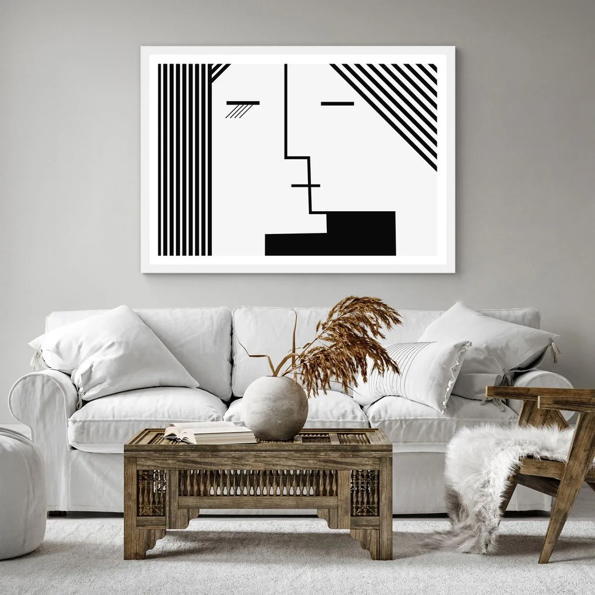 Affiche dans un cadre blanc - Poster - Juste un baiser - 40x40 cm