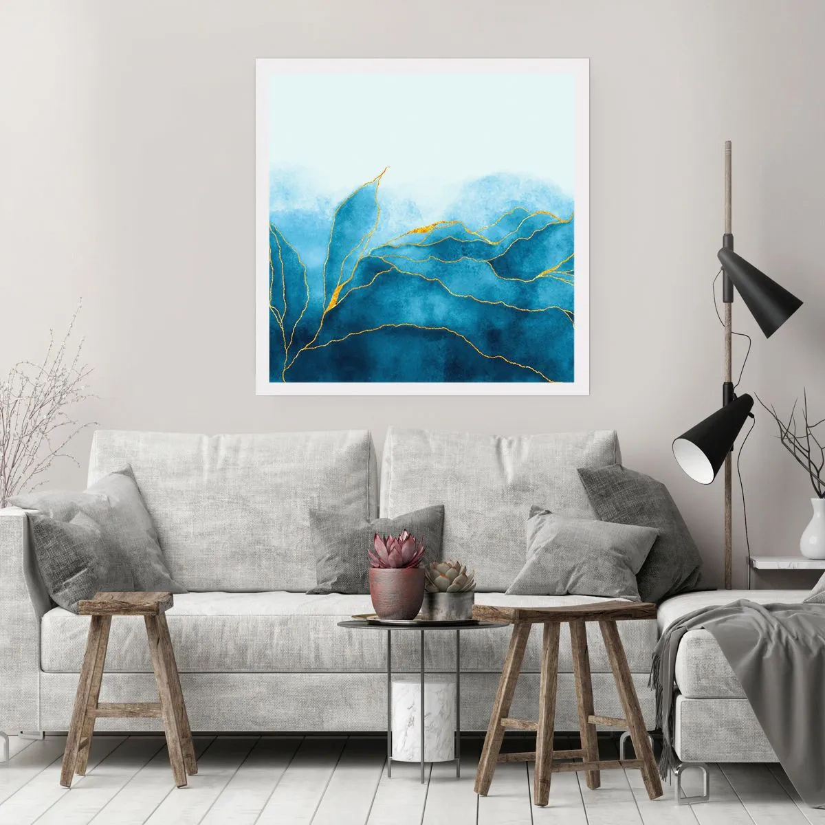 Affiche - Poster - Bleu doré - 30x30 cm