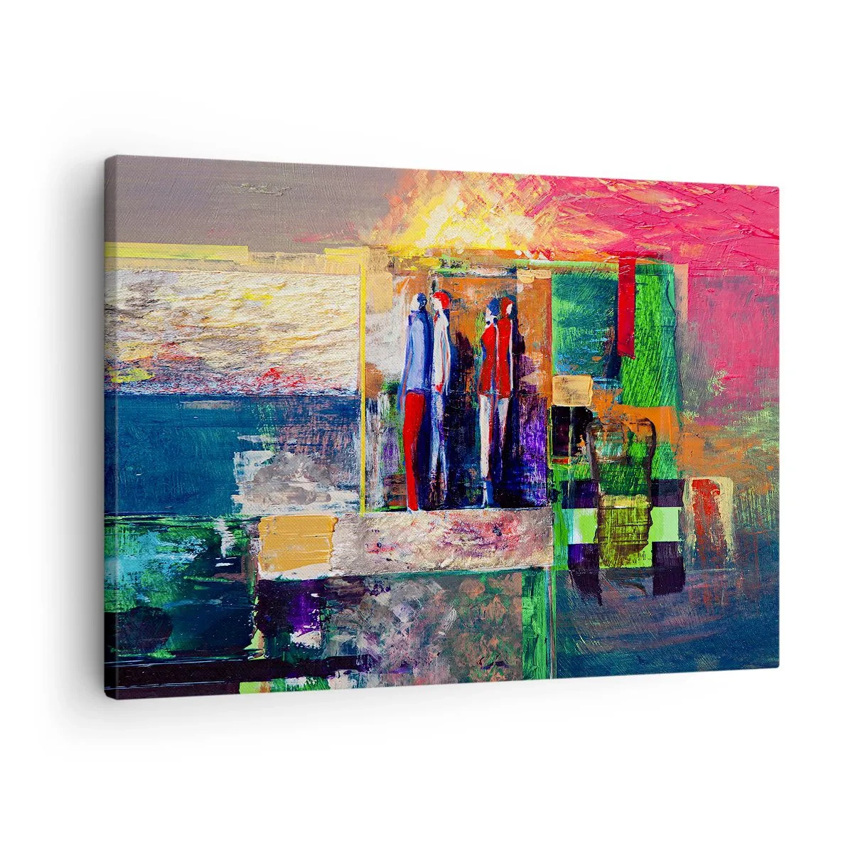 Impression sur toile - Image sur toile - Composition abstraite avec des figures et des motifs géométriques - 70x50cm - Relations et émotions - Décoration murale moderne pour le salon et la chambre ARTTOR