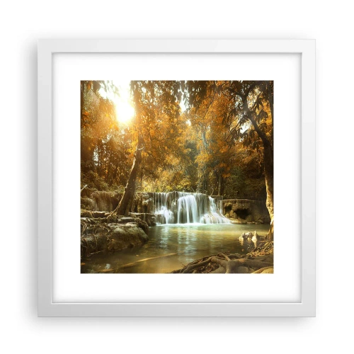 Affiche dans un cadre blanc - Poster - Cascade du parc - 30x30 cm