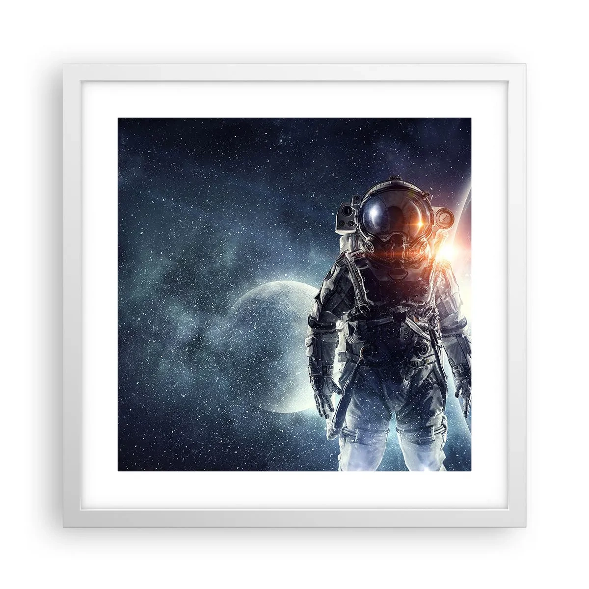 Affiche dans un cadre blanc - Poster - Aventure spatiale - 40x40 cm