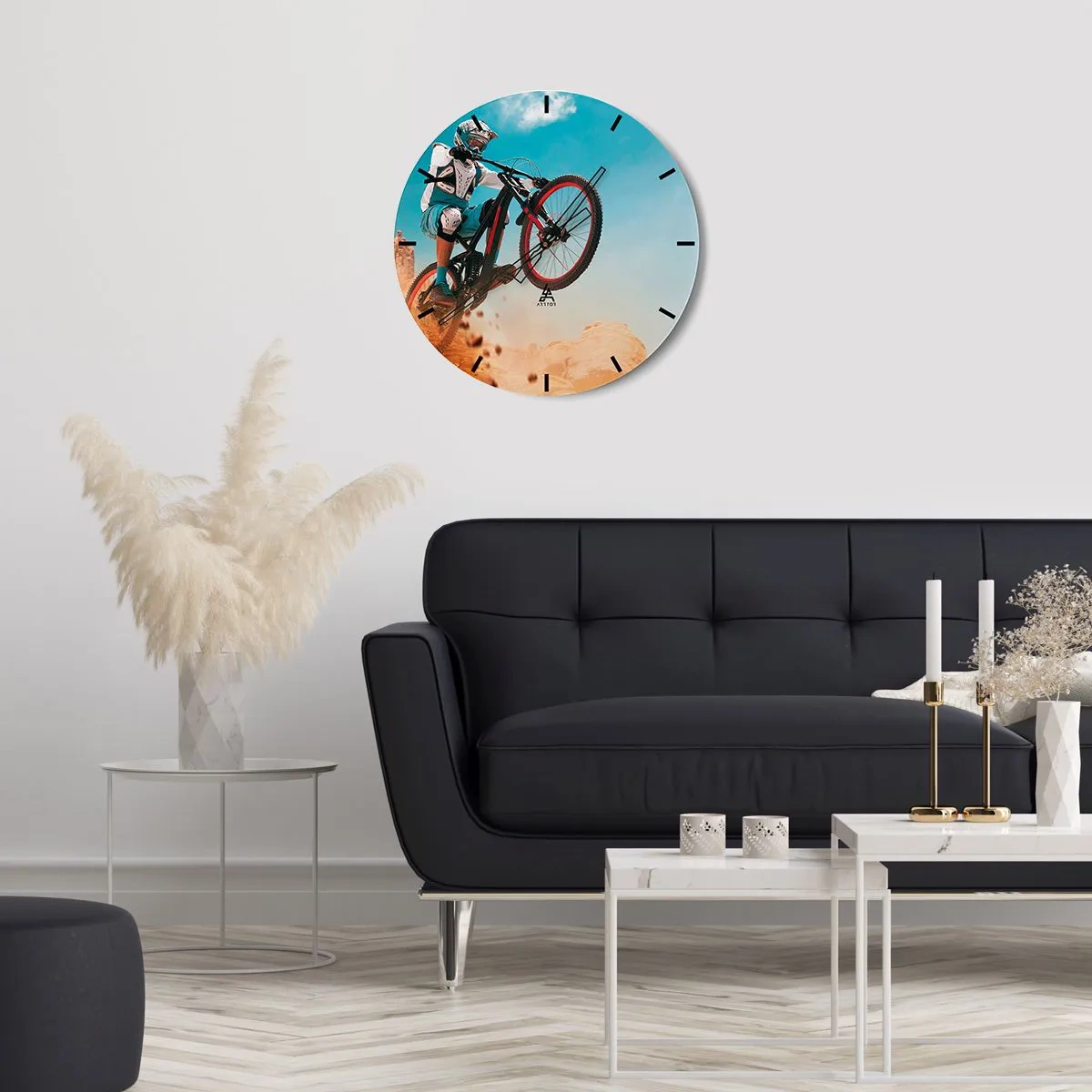 Horloge murale - Pendule murale - Démon de la folie du vélo - 40x40 cm