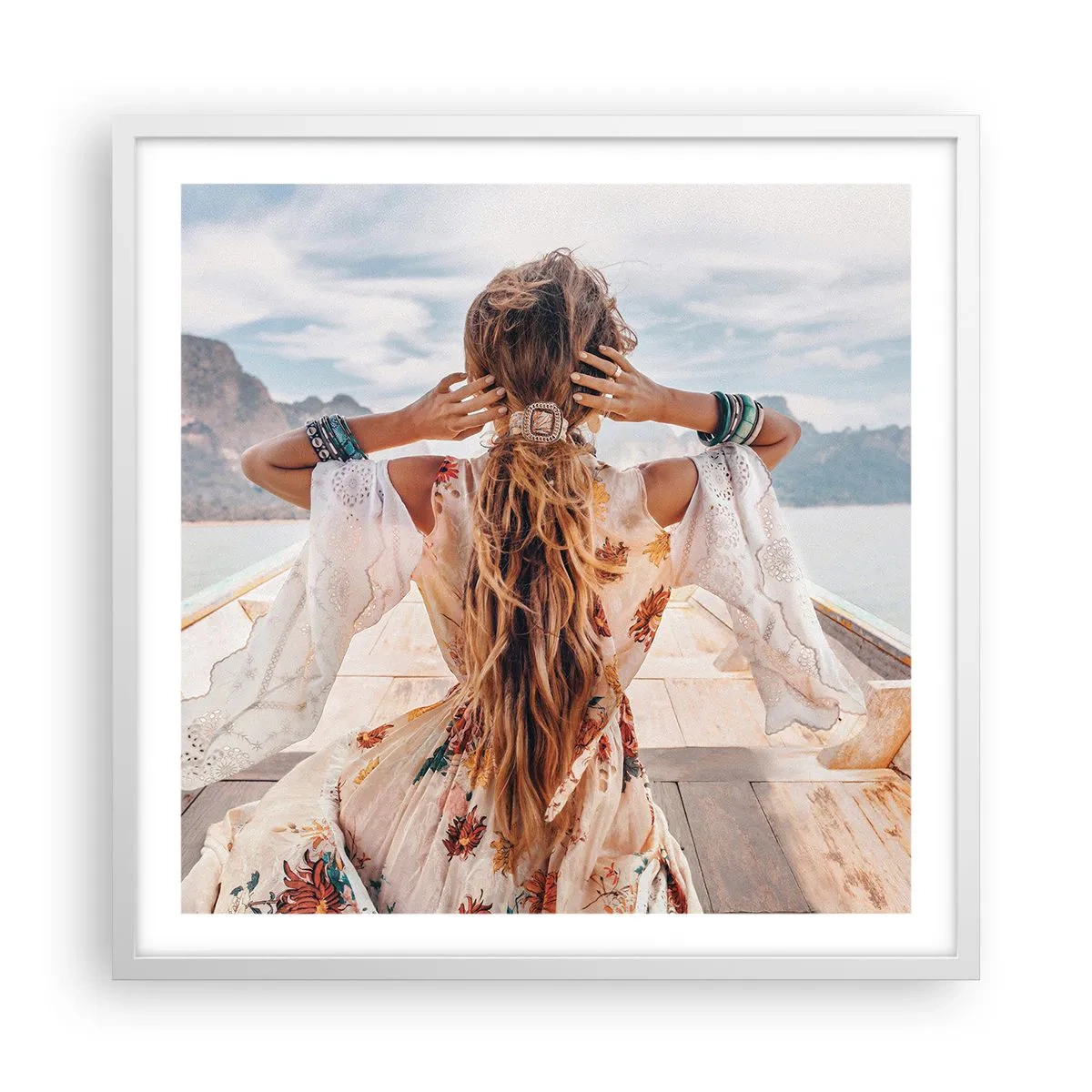 Affiche dans un cadre blanc - Poster - En route vers le bonheur - 60x60 cm