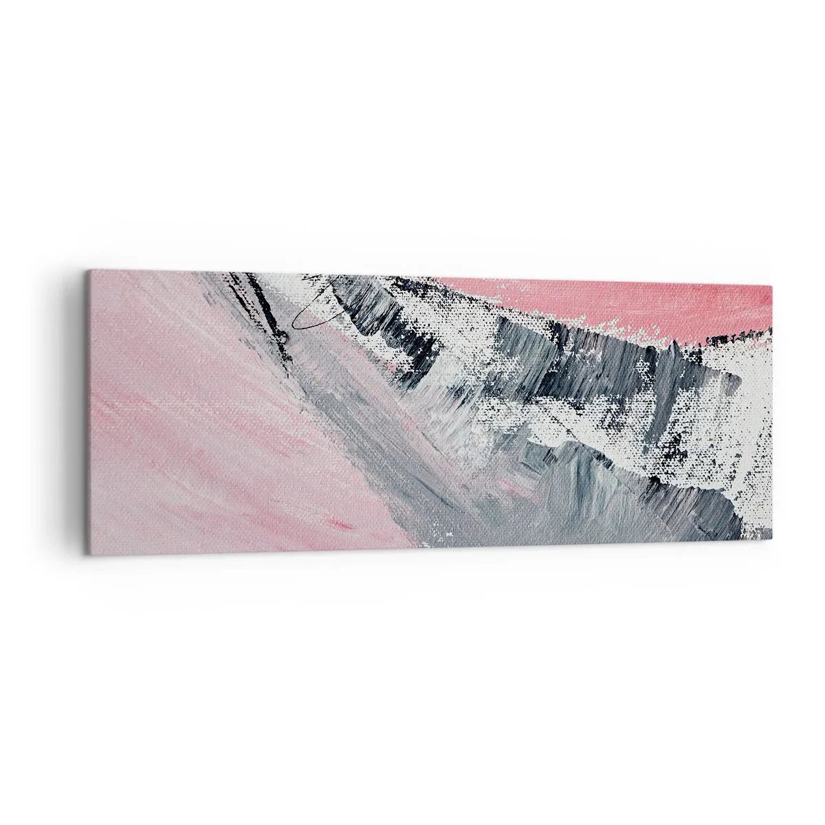 Impression sur toile - Image sur toile - Une composition abstraite dans les tons de rose et de gris. - 140x50cm - Composition assortie - Décoration murale moderne pour le salon et la chambre ARTTOR