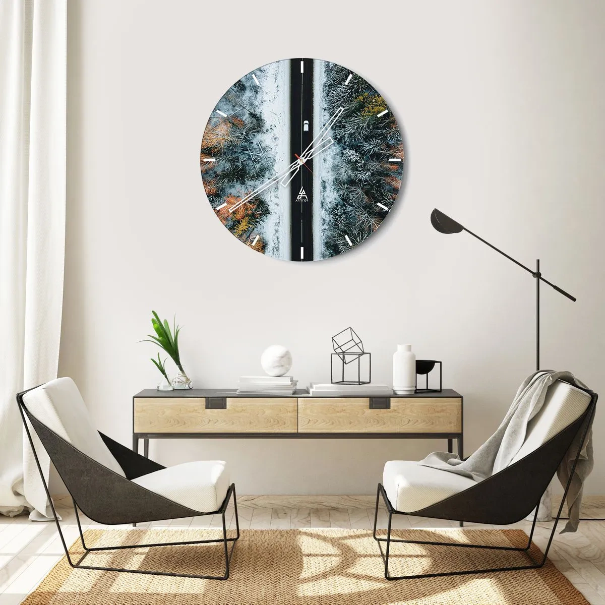Horloge murale - Pendule murale - Couper à travers la forêt d'hiver - 40x40 cm