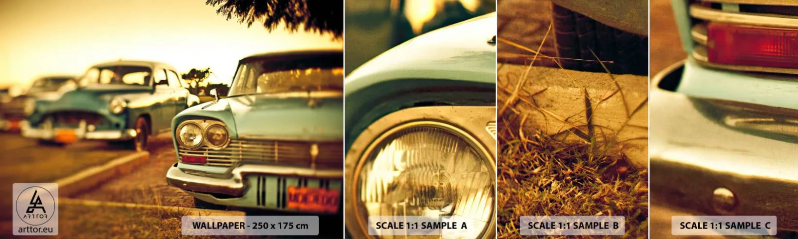 Échantillon de Papier Peint Autocollant Deluxe Sticker - Nous attendrons et verrons - Voiture, Cuba, Automobile - 100x30 cm