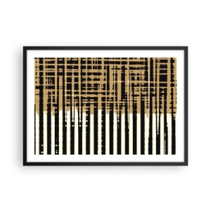 Affiche dans un cadre noir - Poster - Lignes abstraites en noir, beige et blanc - 70x50cm - Abstraction architecturale - Décoration murale moderne pour le salon et la chambre ARTTOR