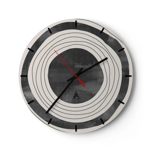 Horloge murale - Pendule murale - Cercles concentriques dans les tons de gris et de noir - 30x30cm - Droit au but - Décoration murale moderne pour le salon, la cuisine et la chambre ARTTOR