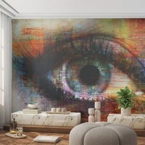 Papier Peint Photo Premium Canvas - Œil artistique dans l'abstraction multicolore - 100x70cm - Vous pouvez jeter un coup d'œil dans l'âme - Décoration murale moderne pour le salon et la chambre ARTTOR