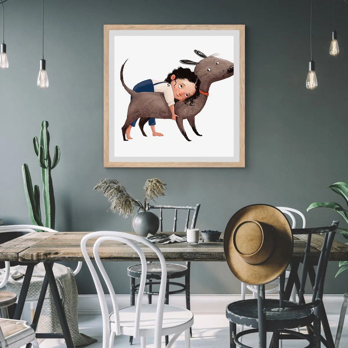 Affiche dans un chêne clair - Poster - Les meilleurs amis - 60x60 cm