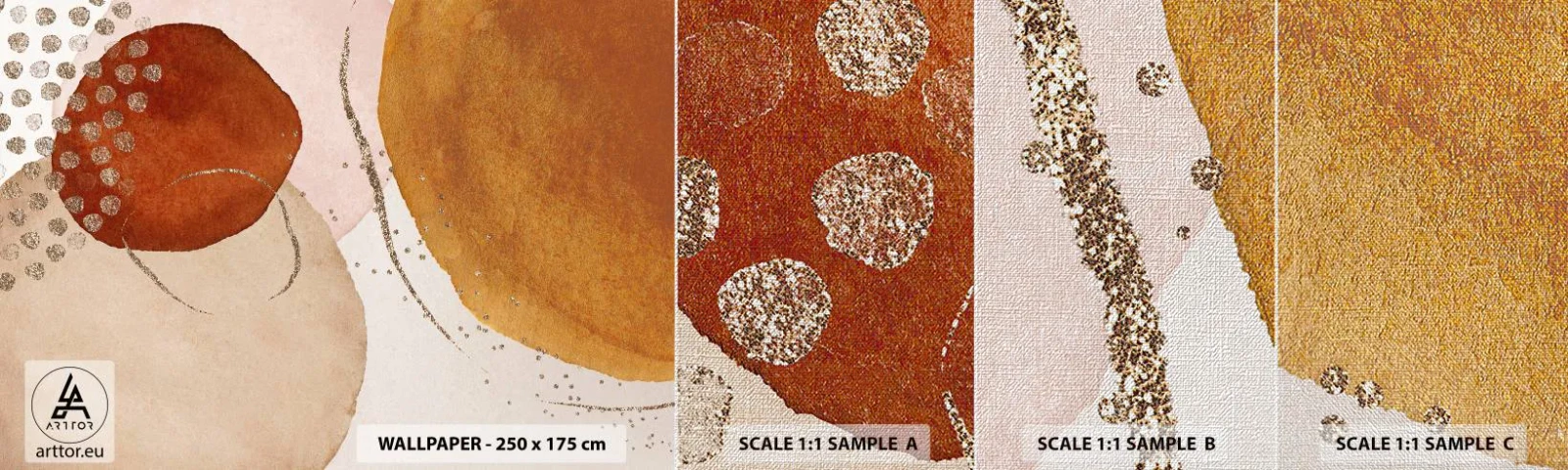 Échantillon de Papier Peint Premium Canvas - Rondeur et mouvement - Abstraction, Morceau, Modèle moderne - 100x30 cm