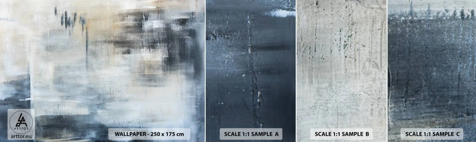 Échantillon de Papier Peint Autocollant Deluxe Sticker - Derrière le rideau bleu - Morceau, Abstraction, Industriel - 100x30 cm