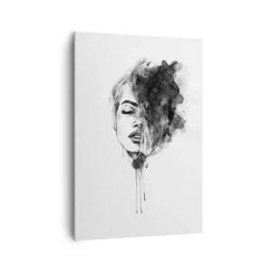 Impression sur toile - Image sur toile - Portrait artistique d'une femme en technique d'aquarelle avec des détails abstraits - 70x100cm - De quoi rêve la fille - Décoration murale moderne pour le salon et la chambre ARTTOR